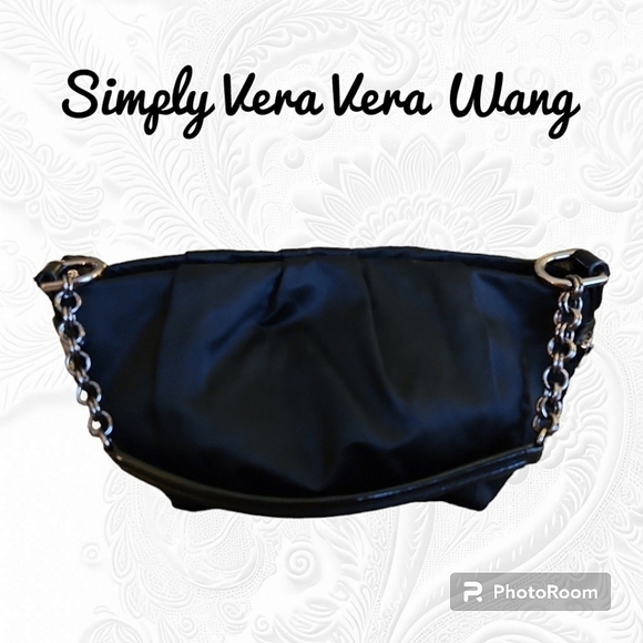 SIMPLY VERA Y2k Black Satin Gunmetal Mini Evening Holiday Bag - Picture 1 of 9